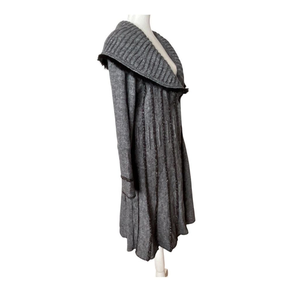 Joseph Ribkoff Alpaca Blend Coatigan Sweater Coat Grey Ribbed Collar Size 12 - Picture 2 of 8